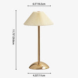 Modern Scandinavian Rechargeable Table Lamp – Iron Frame, Pleated Conical Fabric Shade, 1-Light, Perfect for Bedside