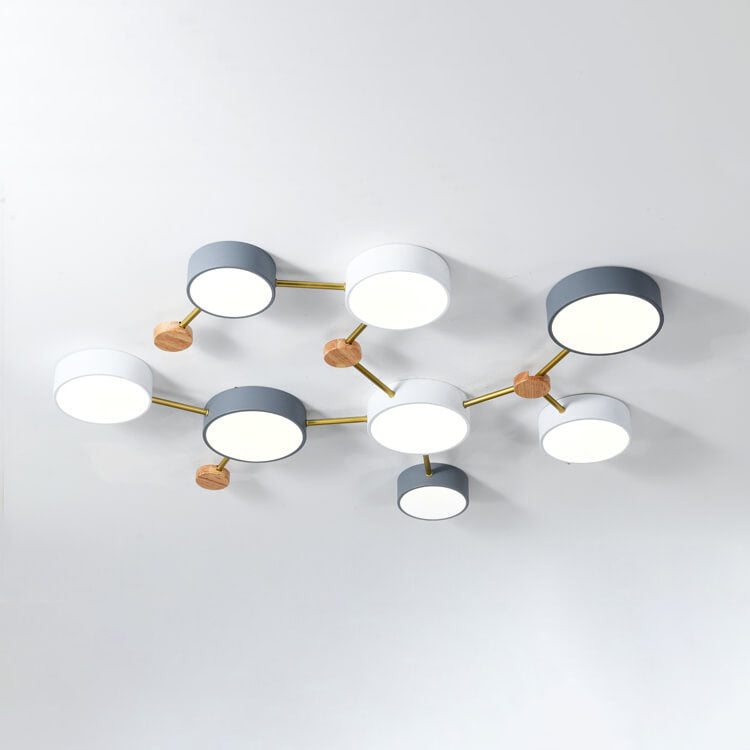 Scandinavian Minimalist Solid Wood & Iron LED Flush-Mount Light