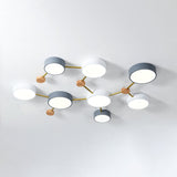 Scandinavian Minimalist Solid Wood & Iron LED Flush-Mount Light