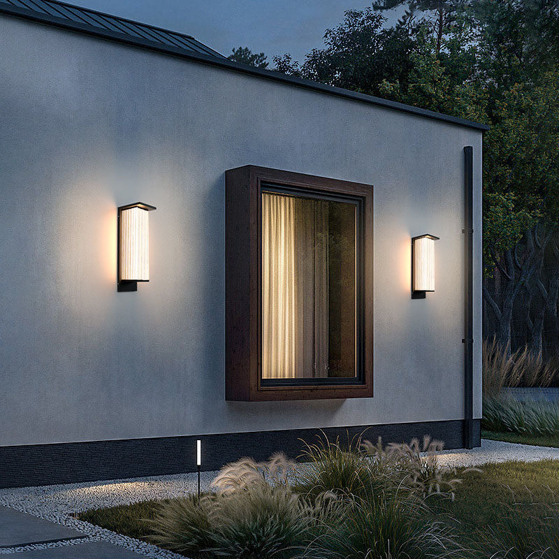 Modern Minimalist Solar LED Outdoor Wall Sconce – Rectangular Stainless Steel & Acrylic, Waterproof Patio Lighting
