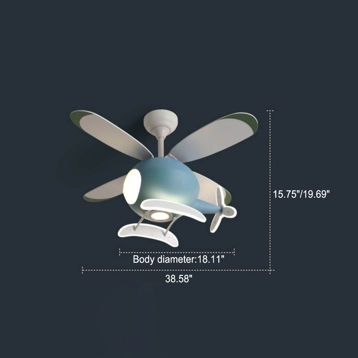 Charming Cartoon Aircraft LED Ceiling Fan Light with Downrods