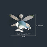 Charming Cartoon Aircraft LED Ceiling Fan Light with Downrods