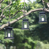 Solar-Powered Vintage Candle Lantern with LED — Outdoor Hanging Light