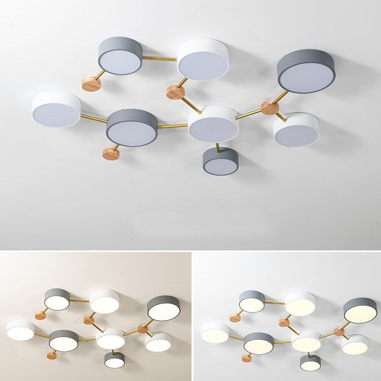 Scandinavian Minimalist Solid Wood & Iron LED Flush-Mount Light