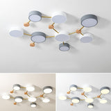 Scandinavian Minimalist Solid Wood & Iron LED Flush-Mount Light