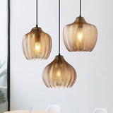 Nordic-Style Textured Wavy Glass 1-Light Barrel Pendant Light