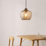Nordic-Style Textured Wavy Glass 1-Light Barrel Pendant Light