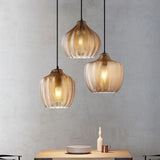 Nordic-Style Textured Wavy Glass 1-Light Barrel Pendant Light