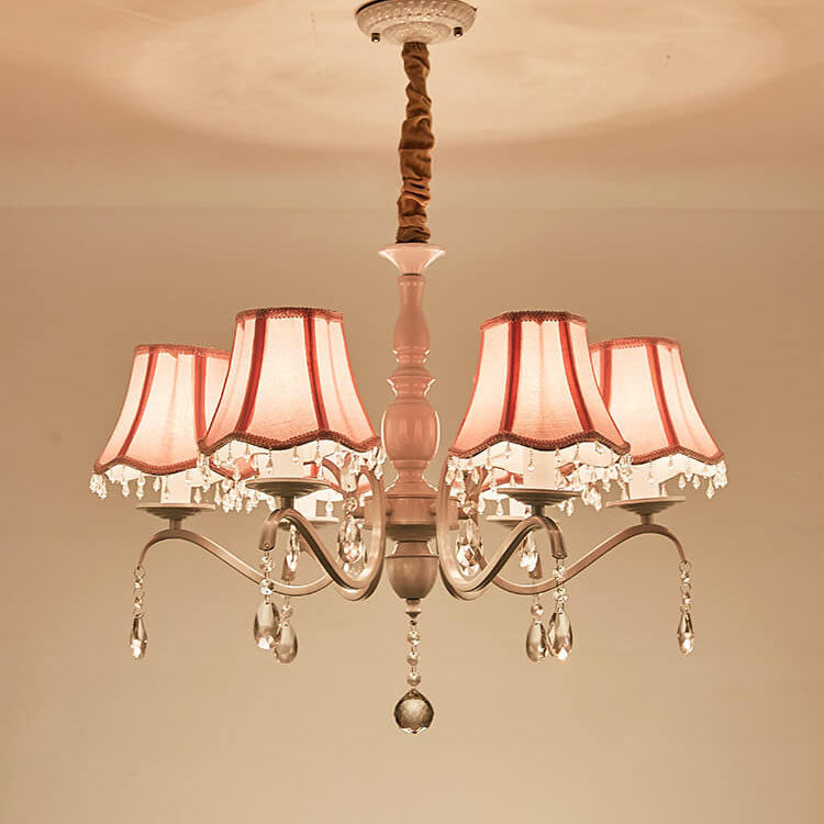 Elegant Modern Cone Iron Crystal Fabric Chandelier – 5/6/8-Light Options