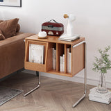Modern Nordic Rectangular End Table – Wood & Steel, 2-Tier Living Room Accent