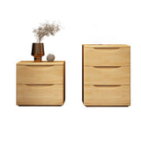 Traditional Japanese-Style Rectangular Nightstand with Rubber Wood & Metal – 2/3-Drawer Bedside Table