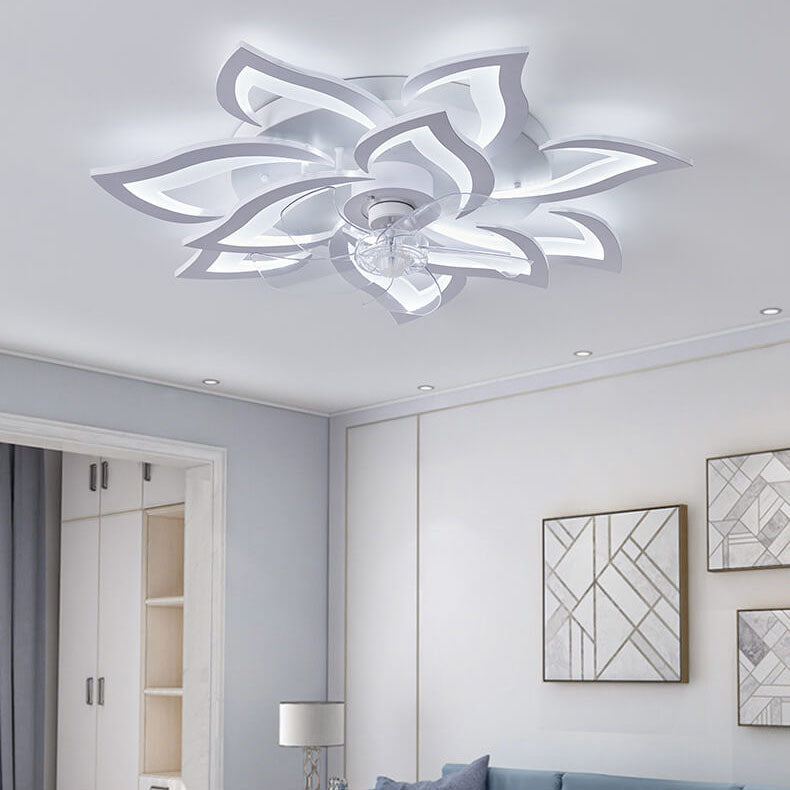 Scandinavian Modern Luxury Flower LED Flush Mount Ceiling Fan Light (Iron & Acrylic)