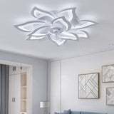 Scandinavian Modern Luxury Flower LED Flush Mount Ceiling Fan Light (Iron & Acrylic)