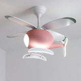 Charming Cartoon Aircraft LED Ceiling Fan Light with Downrods