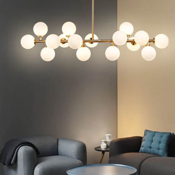Nordic Light Luxury Glass Ball Chandelier - Magic Bean Island Light, 16-Light