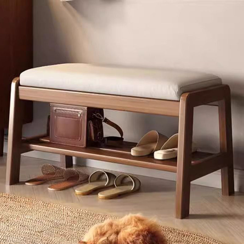 Sleek Contemporary Scandinavian Rectangular Solid-Wood Shoe Storage with 1 Shelf - Entryway Organizer