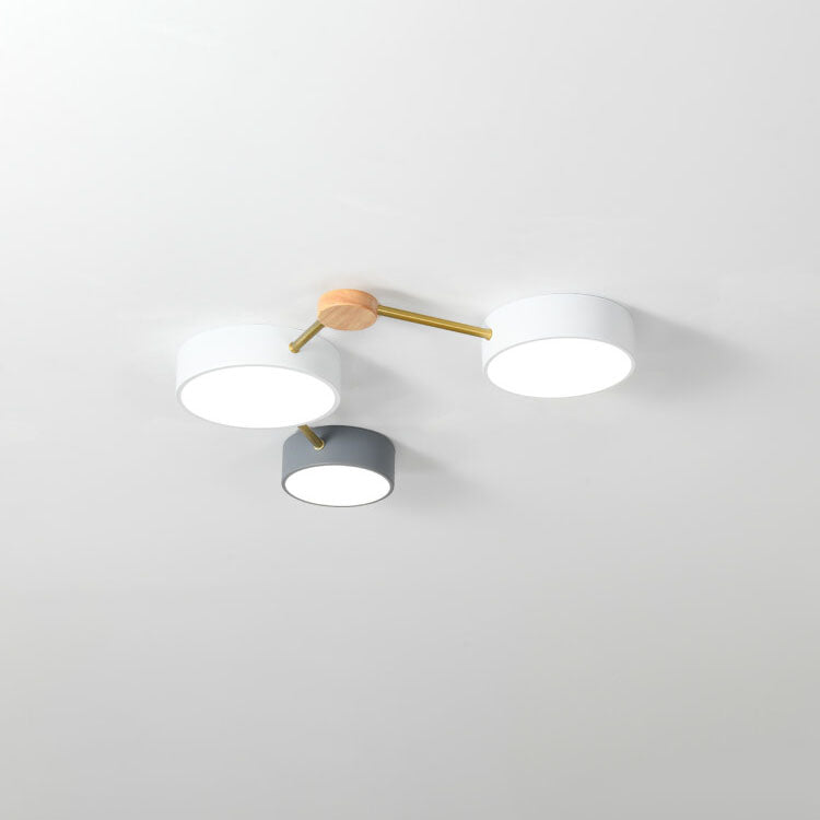 Scandinavian Minimalist Solid Wood & Iron LED Flush-Mount Light