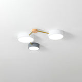 Scandinavian Minimalist Solid Wood & Iron LED Flush-Mount Light
