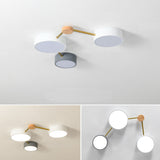 Scandinavian Minimalist Solid Wood & Iron LED Flush-Mount Light