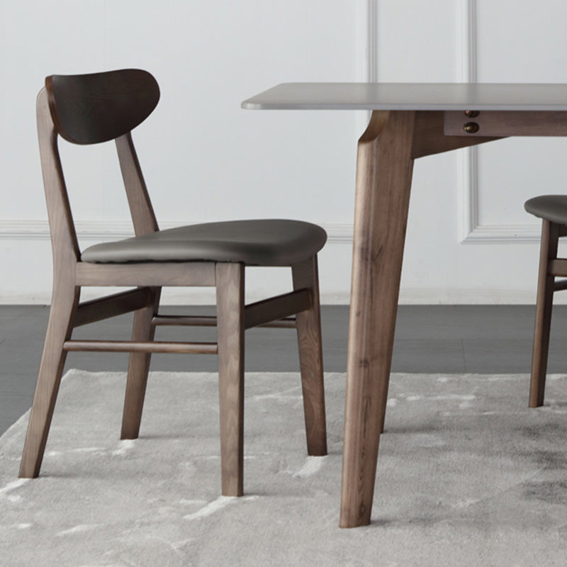 Nordic Contemporary Rectangular Ash Wood Slab Dining Table & Chairs Set - Seats 4-6