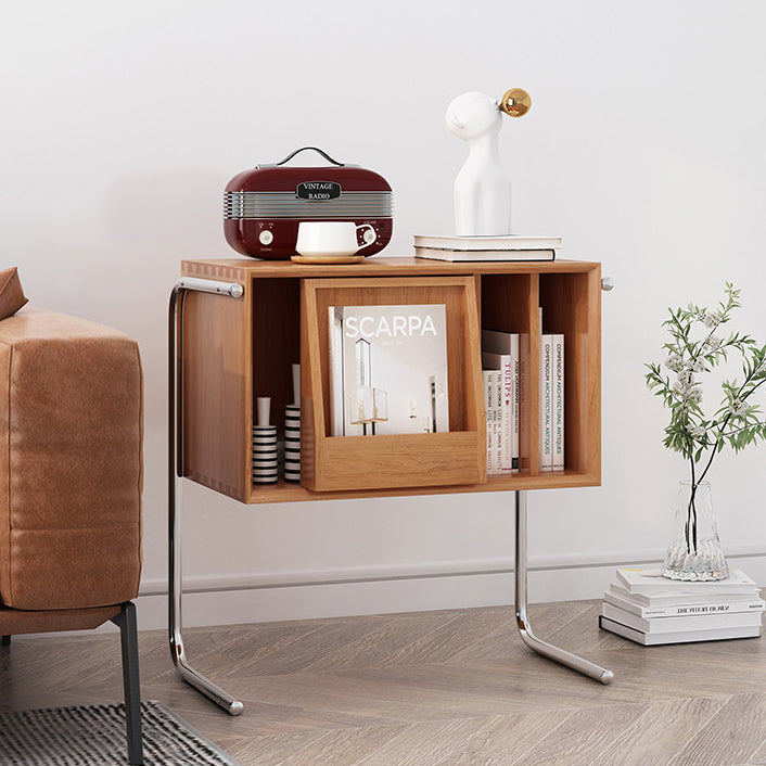 Modern Nordic Rectangular End Table – Wood & Steel, 2-Tier Living Room Accent
