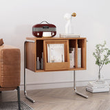 Modern Nordic Rectangular End Table – Wood & Steel, 2-Tier Living Room Accent