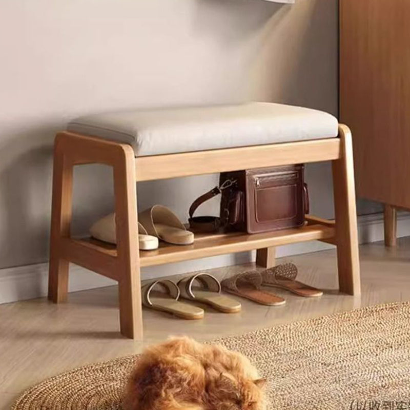 Sleek Contemporary Scandinavian Rectangular Solid-Wood Shoe Storage with 1 Shelf - Entryway Organizer
