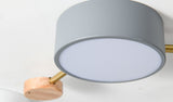 Scandinavian Minimalist Solid Wood & Iron LED Flush-Mount Light