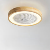 Sleek Modern Wood-Geometric LED Ceiling Fan Light — Semi-Flush Mount