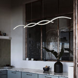 Nordic Minimalist Long-Strip Wave LED Island Light Chandelier – Sleek Modern Pendant Lighting
