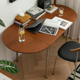 Modern Minimalist Foldable Oval Dining Table – Melamine-Faced Board, Wood & Stainless Steel, Seats 4