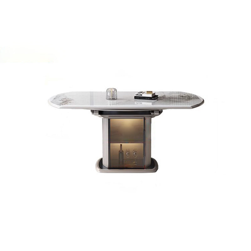 Nordic Contemporary Elliptical Wood-Glass Dining Table with 4-Chair Set