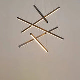 Nordic Luxury LED Chandelier in Iron & Aluminum with Geometric Line Design