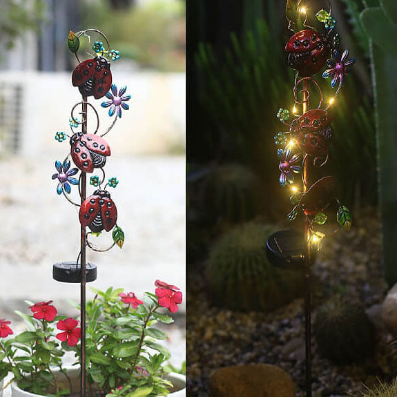 Solar Iron Garden Lights Set – Hummingbird, Butterfly & Dragonfly Lawn & Landscape Accent