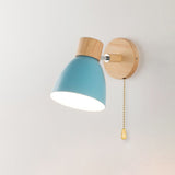 Modern Minimalist 1-Light Wall Sconce Lamp in Solid Macaron Color with Iron & Wood Finish