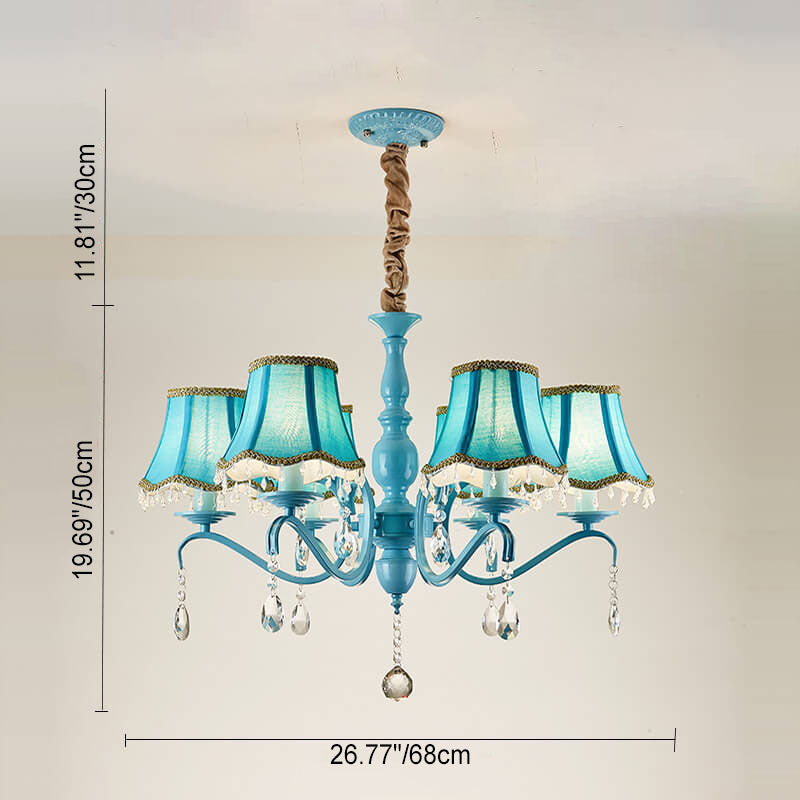Elegant Modern Cone Iron Crystal Fabric Chandelier – 5/6/8-Light Options