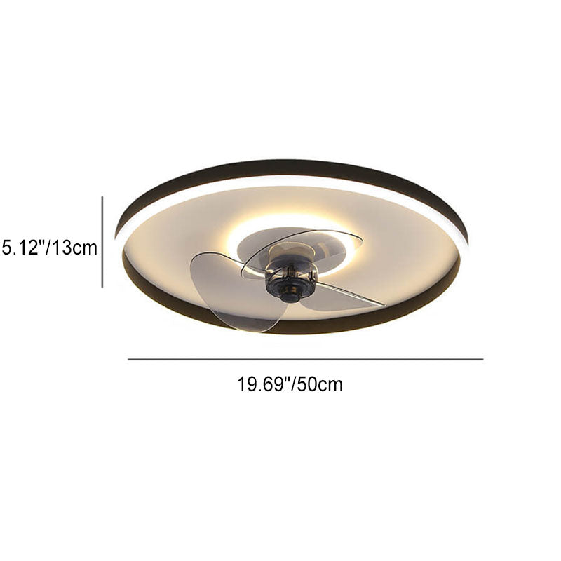 Nordic Minimalist Round Hidden-LED Flush-Mount Ceiling Fan Light