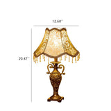 European Vintage Fabric 1-Light Table Lamp – Antique-Style Elegance for Classic Interiors