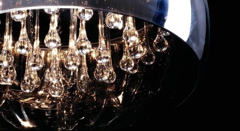 Elegant Modern Glass Shade 6-Light Crystal Hanging Chandelier