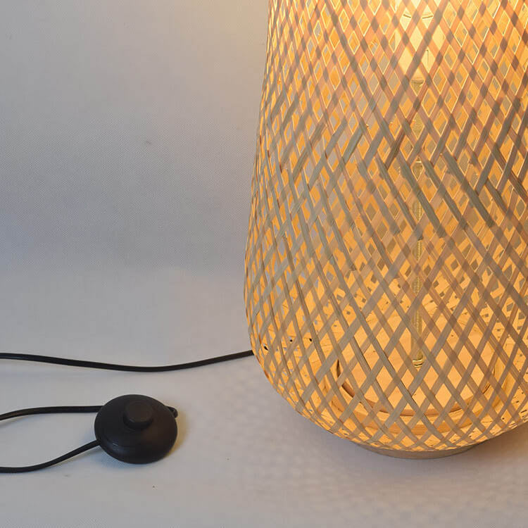Modern Bamboo Weave Column LED Floor Lamp – 1-Light Standing Lamp