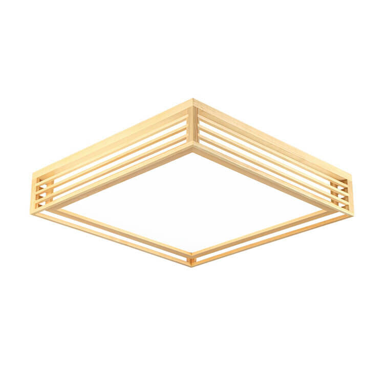 Nordic Solid Wood Square LED Tatami-Style Flush Mount Ceiling Light