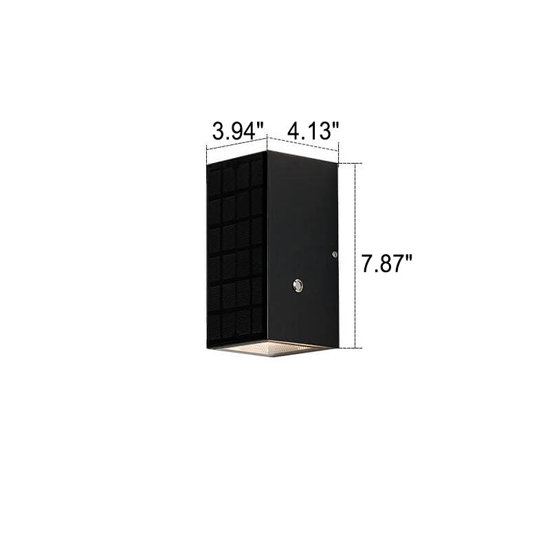 Sleek Black Rectangular Solar LED Outdoor Wall Light — Die-Cast Aluminum
