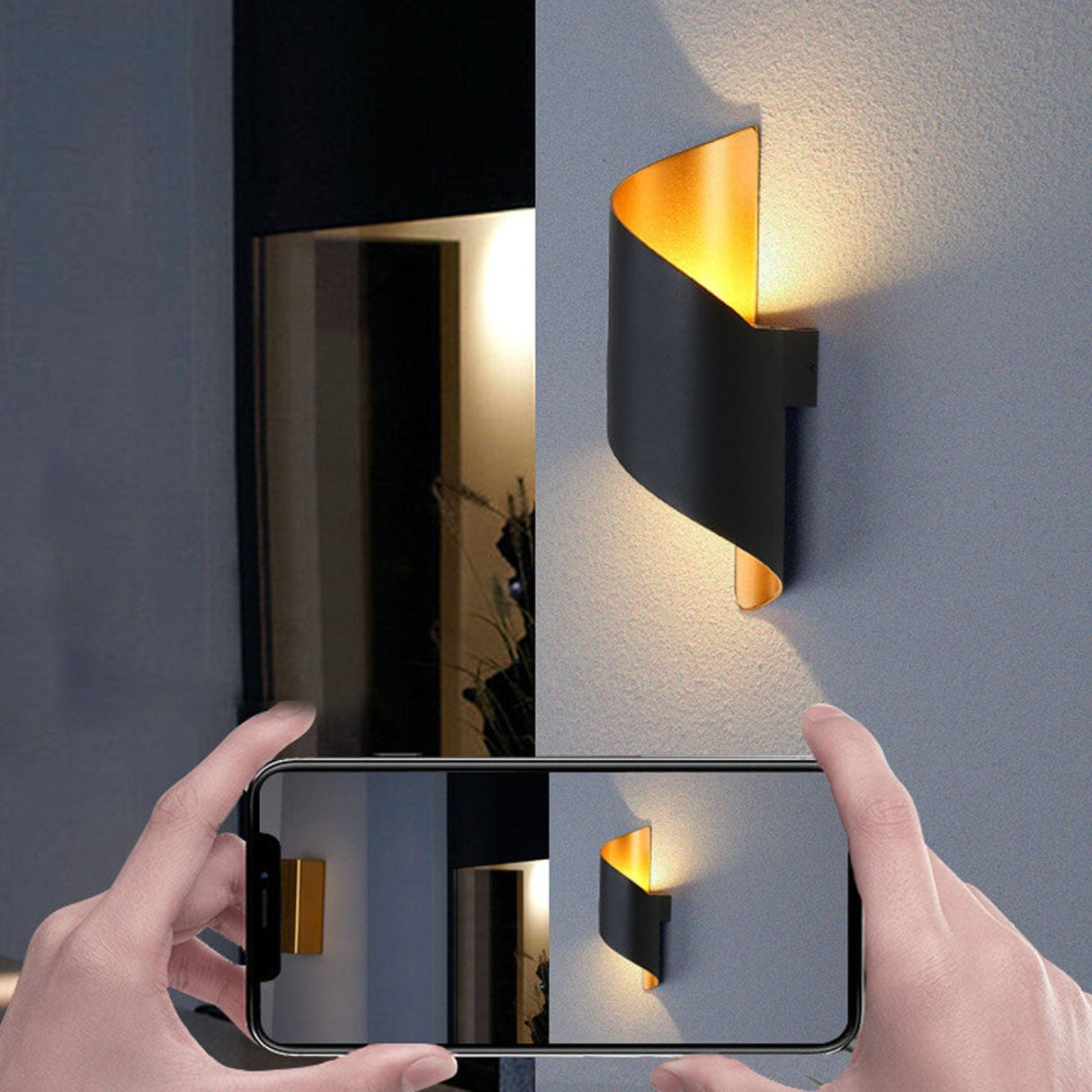 Sleek Modern Outdoor Aluminum LED Wall Sconce with Curved Column - Waterproof
