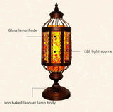 Handcrafted Vintage Turkish Stained-Glass Lantern Table Lamp, 1-Light