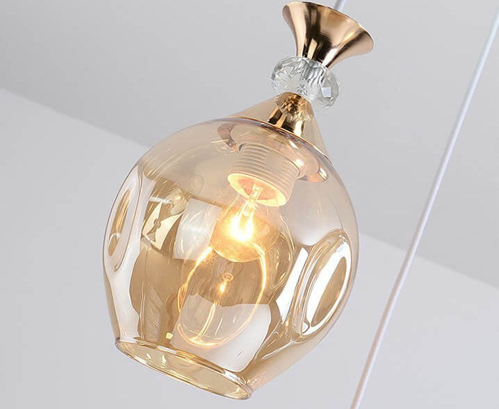 Nordic Gradient Glass Orb Three-Light Island Chandelier
