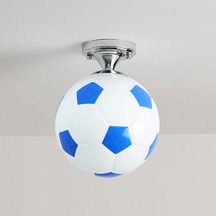 Creative Basketball & Soccer Glass 1-Light Semi-Flush Mount Ceiling Light