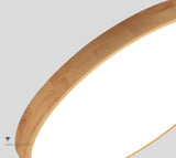 Ultra-Thin Nordic Solid Wood Round LED Flush Mount Ceiling Light