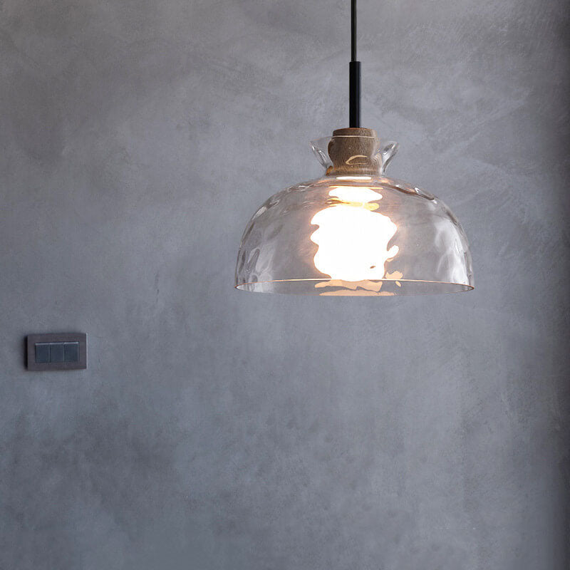 Nordic Clear Rippled Glass 1-Light Pendant Light with Shade
