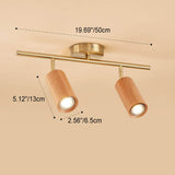 Nordic Minimalist Walnut Wood LED Track Spotlight — Linear Ceiling Light (1–4 Lights), Semi-Flush Mount