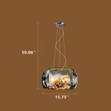 Elegant Modern Glass Shade 6-Light Crystal Hanging Chandelier